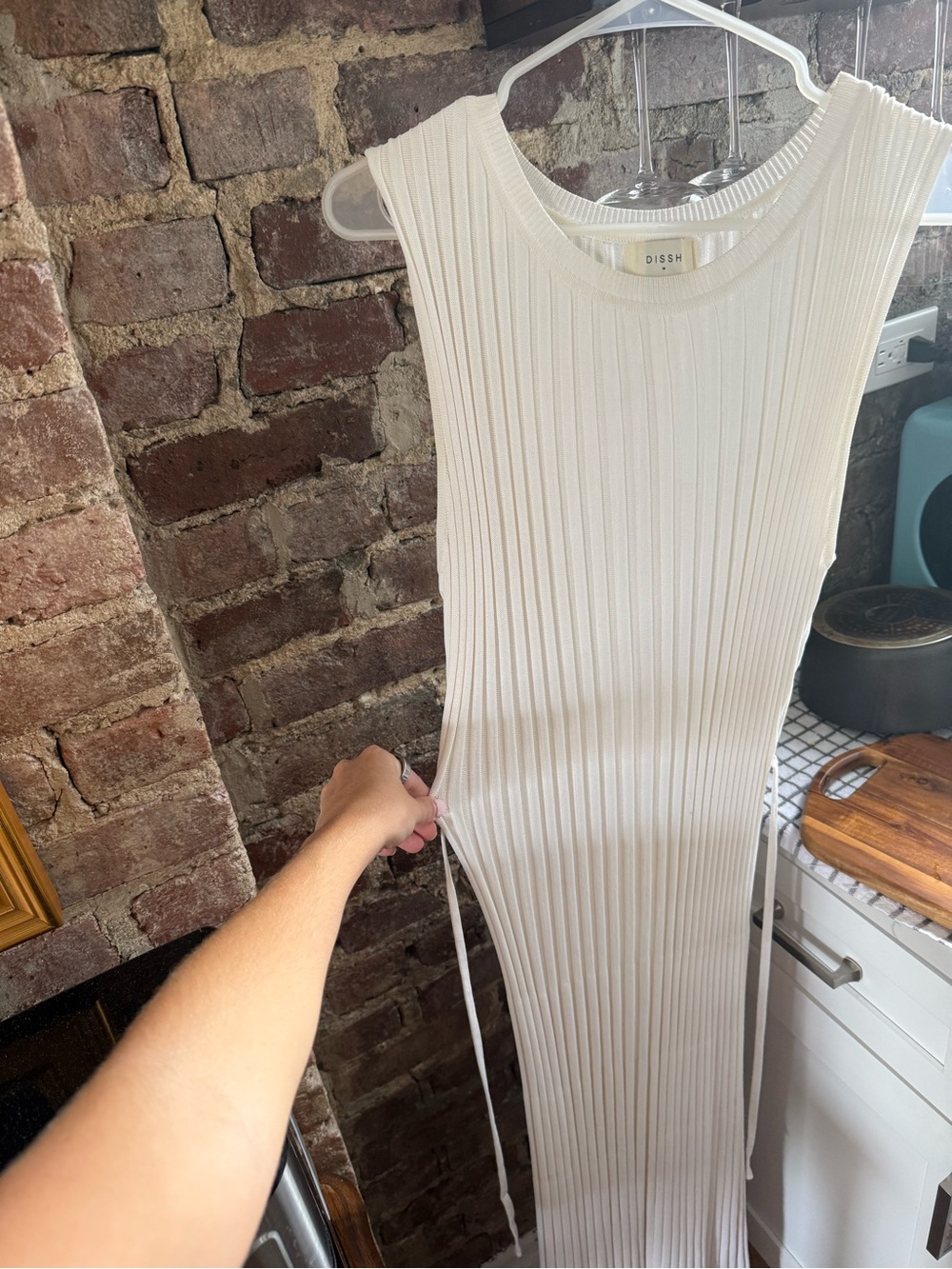 DISSH Cream Ribbed Sleeveless Maxi Dress